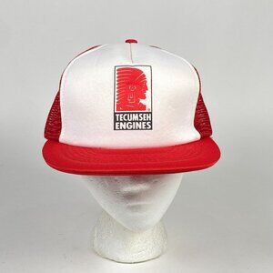 Vintage Tecumseh Engines Snapback Foam Trucker Hat Mesh 5 Panel Red White